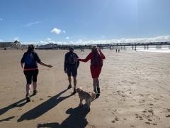 Heading down the beach after lunch
